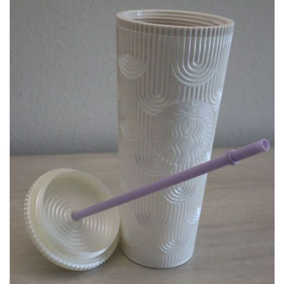Starbucks 2023 White Pearl Shell Mermaid Siren Scales 24 oz Venti Tumbler - Picture 6 of 6